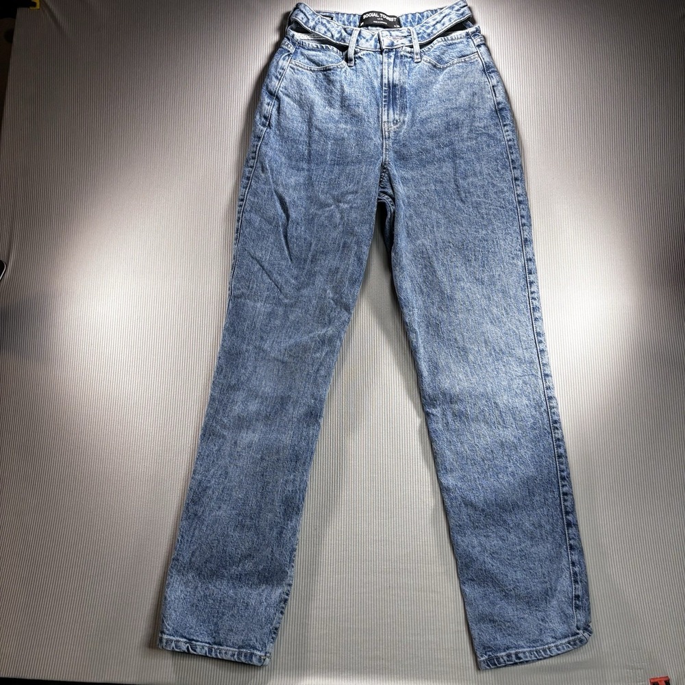 Hollister Social Tourist Ultra High Rise Straight Leg Jeans Cut-Out, Size 26